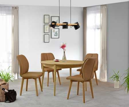 Kožená jídelní židle s dubovýma nohama , Jídelní židle- 7