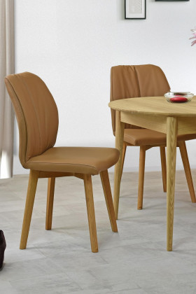 Kožená jídelní židle s dubovýma nohama , Jídelní židle- 1 2