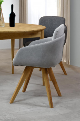 Židle do jídelny šedá s dubovýma nohama , Jídelní židle- 1 2