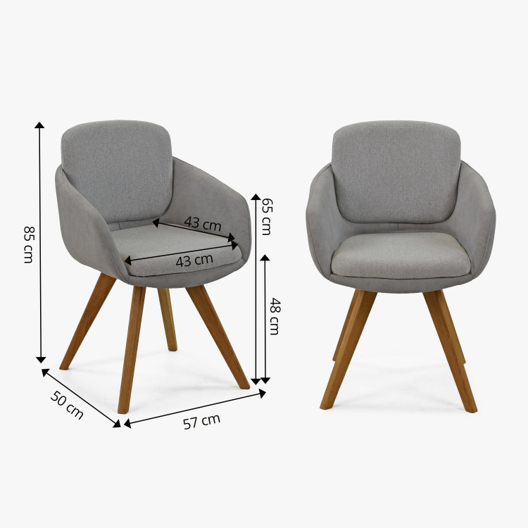 Židle do jídelny šedá s dubovýma nohama , Jídelní židle- 7