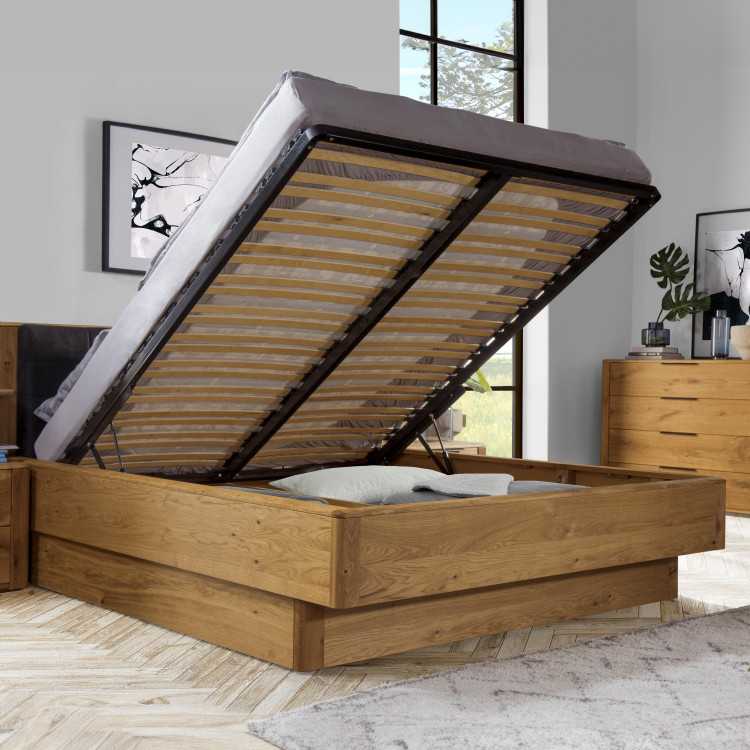 Postel z masivu dub s úložným prostorem , Texas 200 cm , Postele s úložným prostorem- 2