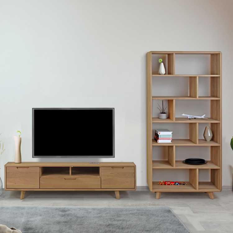 Dubový regál v barvě dub bílý na nožičkách , Dřevěné regály- 3