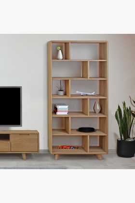 Dubový regál v barvě dub bílý na nožičkách , Dřevěné regály- 1 2