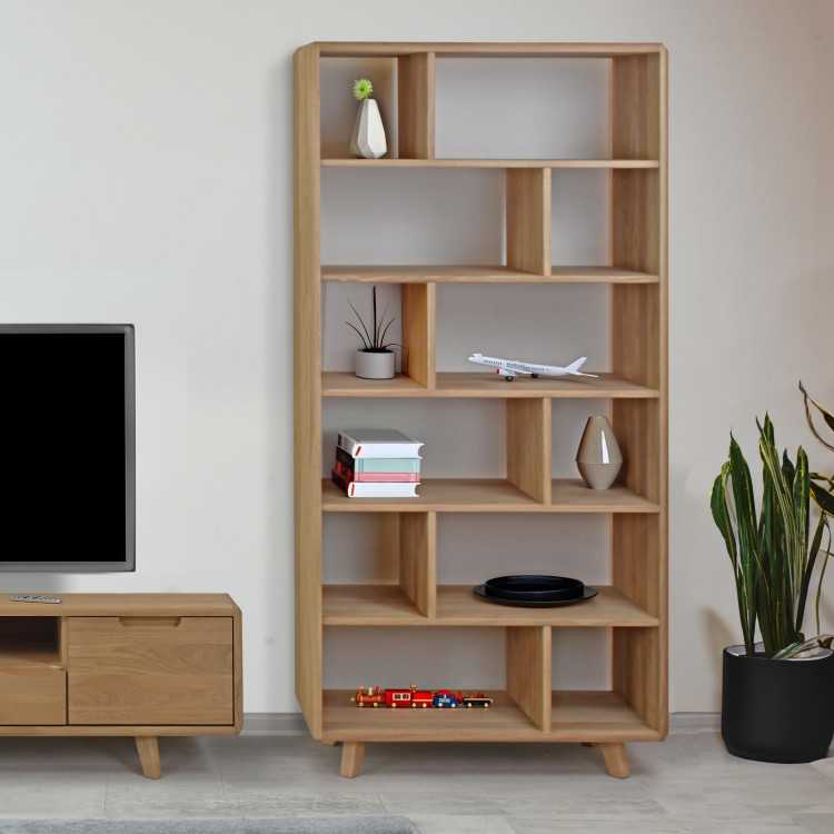 Dubový regál v barvě dub bílý na nožičkách , Dřevěné regály- 2