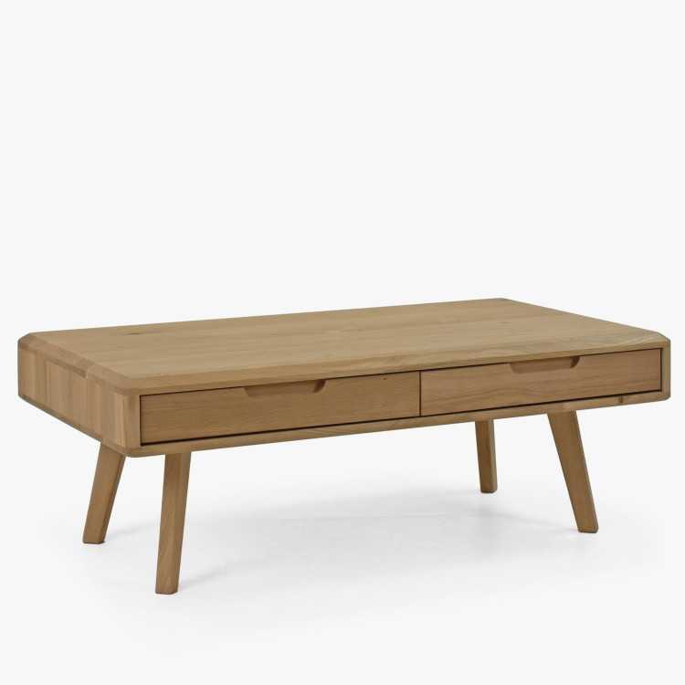 Masivní konferenční stolek s šuplíky, dub bílý , Konferenční stolky- 1