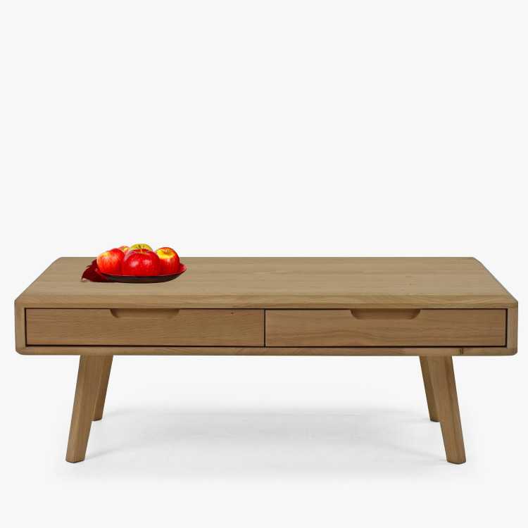 Masivní konferenční stolek s šuplíky, dub bílý , Konferenční stolky- 2