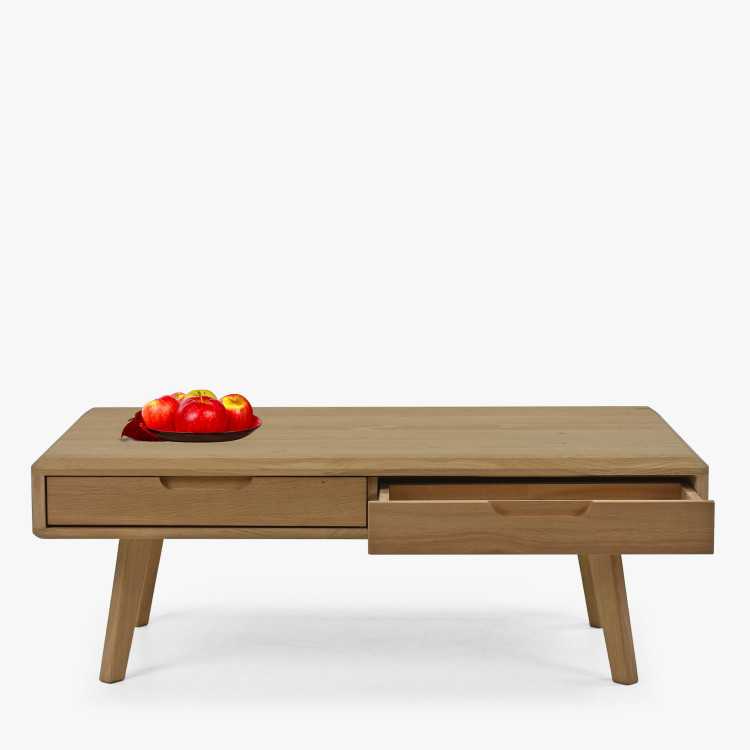 Masivní konferenční stolek s šuplíky, dub bílý , Konferenční stolky- 3