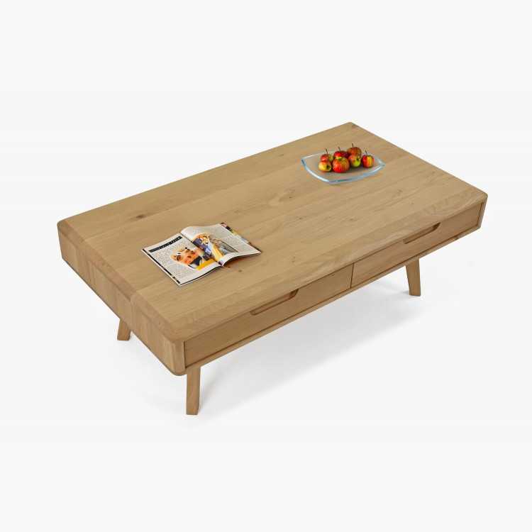 Masivní konferenční stolek s šuplíky, dub bílý , Konferenční stolky- 4