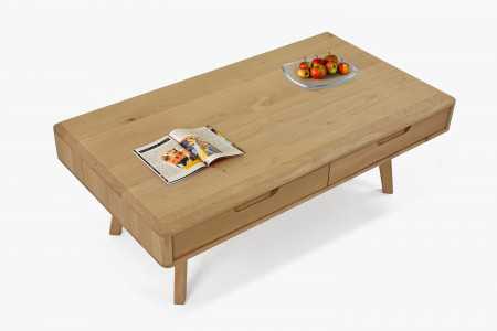 Masivní konferenční stolek s šuplíky, dub bílý , Konferenční stolky- 4