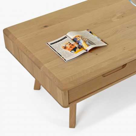 Masivní konferenční stolek s šuplíky, dub bílý , Konferenční stolky- 5