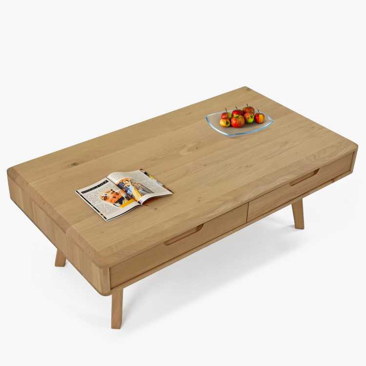 Masivní konferenční stolek s šuplíky, dub bílý , Konferenční stolky- 6