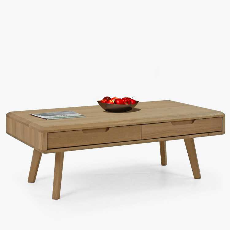 Masivní konferenční stolek s šuplíky, dub bílý , Konferenční stolky- 7