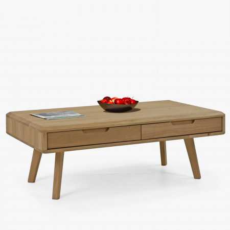 Masivní konferenční stolek s šuplíky, dub bílý , Konferenční stolky- 7