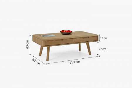 Masivní konferenční stolek s šuplíky, dub bílý , Konferenční stolky- 8