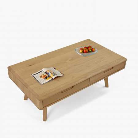 Masivní konferenční stolek s šuplíky, dub bílý , Konferenční stolky- 9