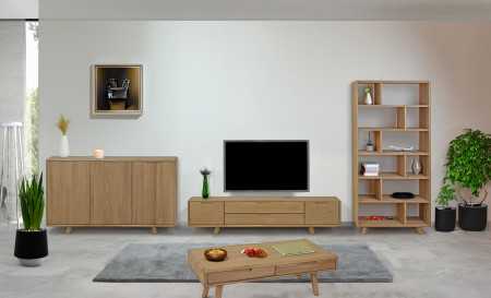 Masivní konferenční stolek s šuplíky, dub bílý , Konferenční stolky- 10