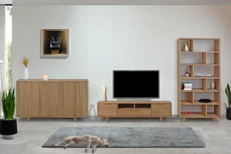 Dubová komoda s dvířky, barva dub bílý , Komody- 8