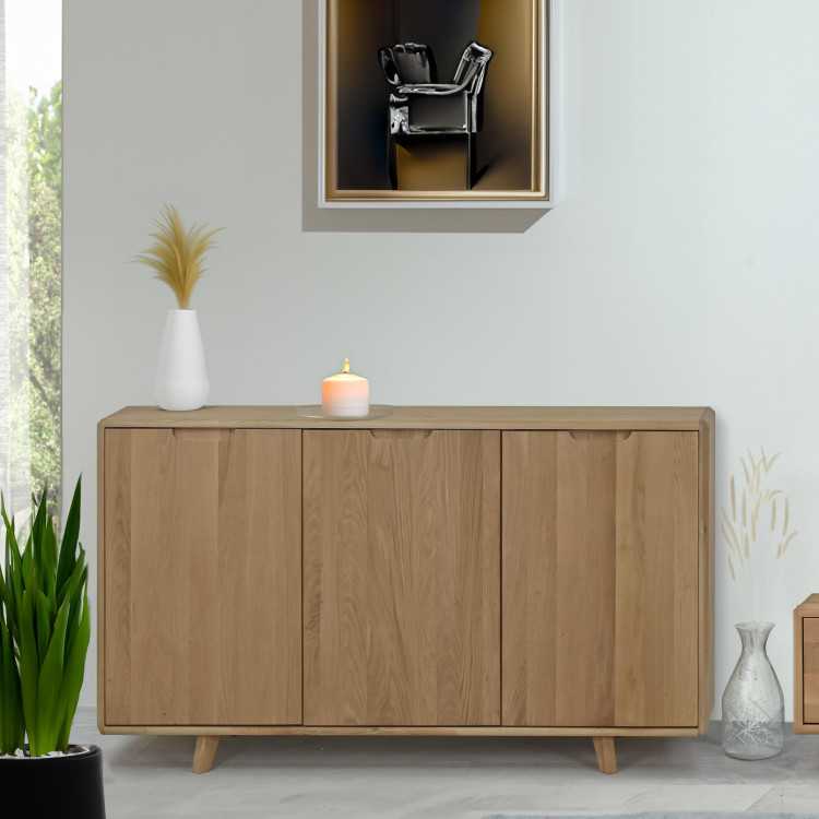 Dubová komoda s dvířky, barva dub bílý , Komody- 2