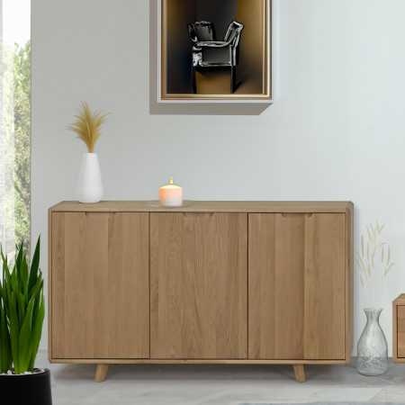 Dubová komoda s dvířky, barva dub bílý , Komody- 2