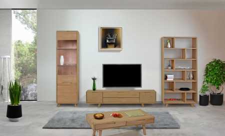 Jednodveřová vitrina se sklem masiv dub bílý , Vitríny- 3