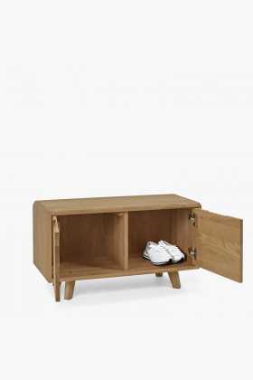 Lavice do chodby s dvířky, masiv dub bílý , Botníky- 1 2