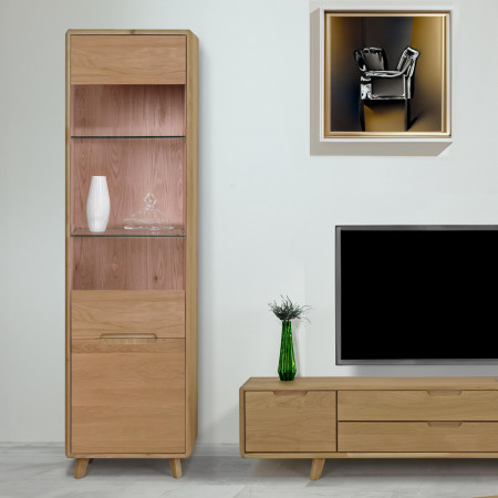 Masivní dubová obývací stěna , barva bianco , Obývací stěny- 10