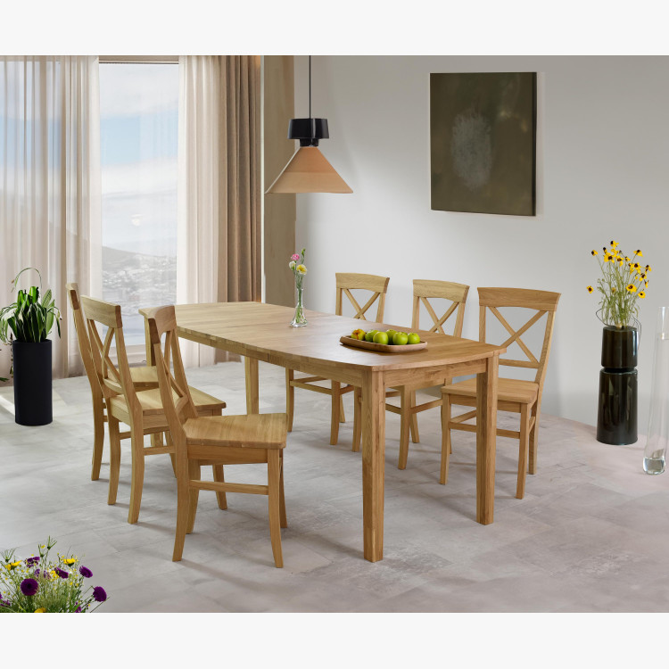 Dřevěný dubový rozkládací stůl 160 - 210 cm, matný lak , Jídelní stoly- 9