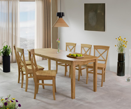 Dřevěný dubový rozkládací stůl 160 - 210 cm, matný lak , Jídelní stoly- 9