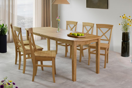 Dřevěný dubový rozkládací stůl 160 - 210 cm, matný lak , Jídelní stoly- 12