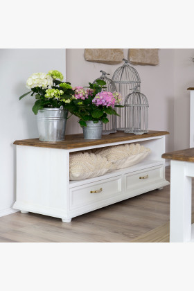 TV-Kommode Provence-Stil Holz Weiß Landhausstil Fernsehmöbel Wohnzimmer