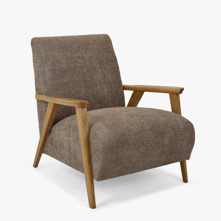 Křeslo z dřevěnými ručkami barva hnědošedá , Křesla ke sedačkám - ušáky- 1