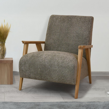 Křeslo z dřevěnými ručkami barva hnědošedá , Křesla ke sedačkám - ušáky- 2