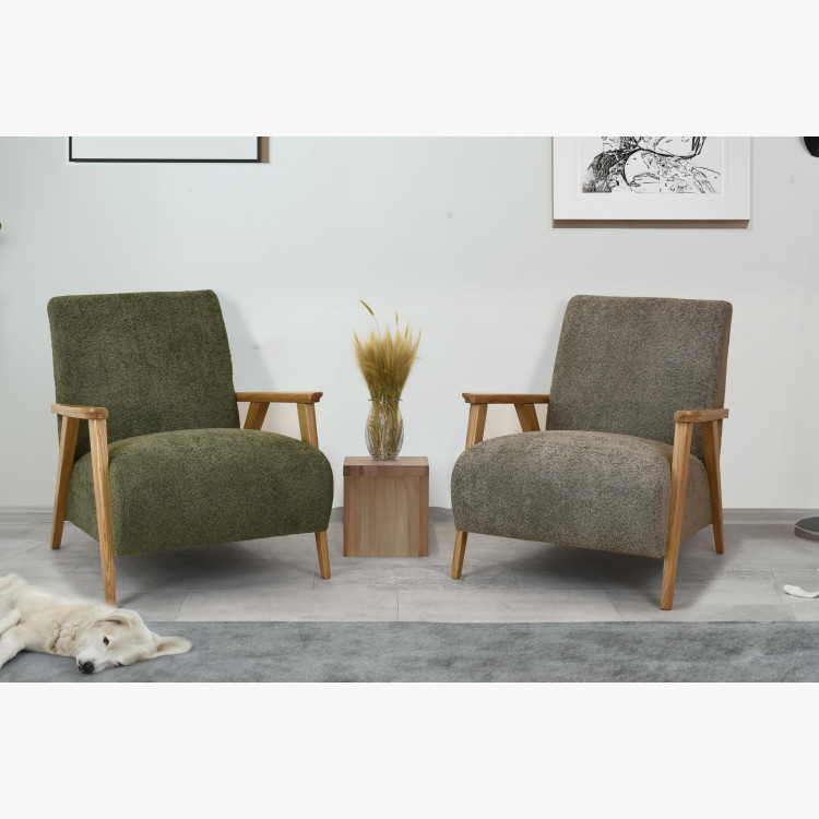 Křeslo z dřevěnými ručkami barva hnědošedá , Křesla ke sedačkám - ušáky- 8