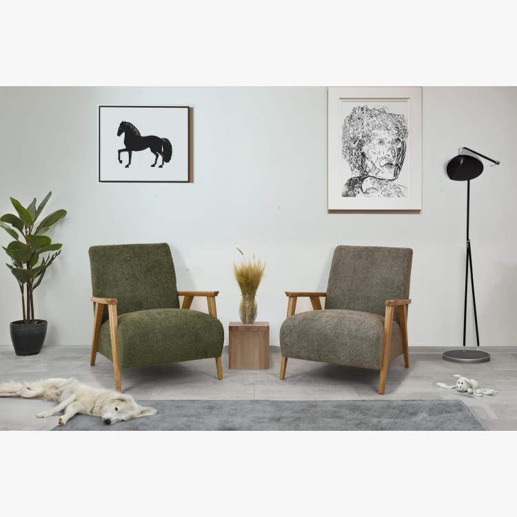 Křeslo z dřevěnými ručkami barva zelená , Křesla ke sedačkám - ušáky- 6