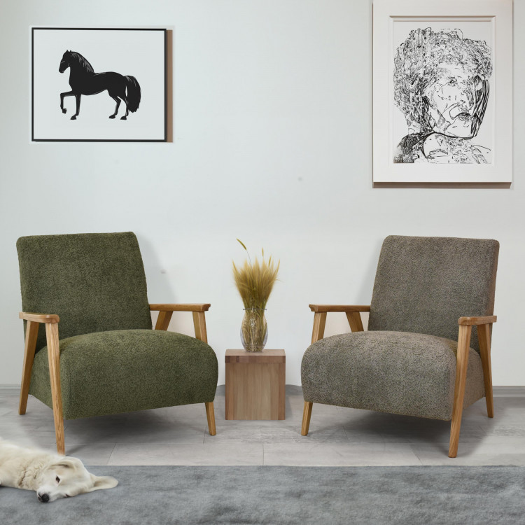 Křeslo z dřevěnými ručkami barva zelená , Křesla ke sedačkám - ušáky- 8