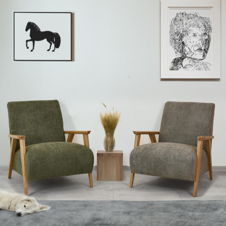 Křeslo z dřevěnými ručkami barva zelená , Křesla ke sedačkám - ušáky- 8