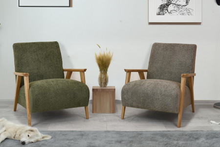 Křeslo z dřevěnými ručkami barva zelená , Křesla ke sedačkám - ušáky- 7