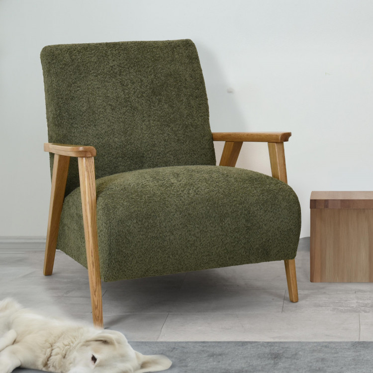 Křeslo z dřevěnými ručkami barva zelená , Křesla ke sedačkám - ušáky- 1