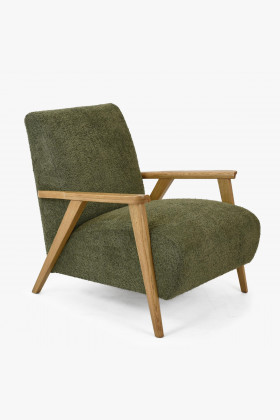 Křeslo z dřevěnými ručkami barva zelená , Křesla ke sedačkám - ušáky- 1 2