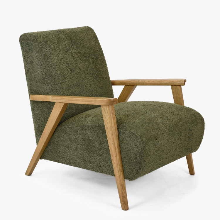 Křeslo z dřevěnými ručkami barva zelená , Křesla ke sedačkám - ušáky- 2