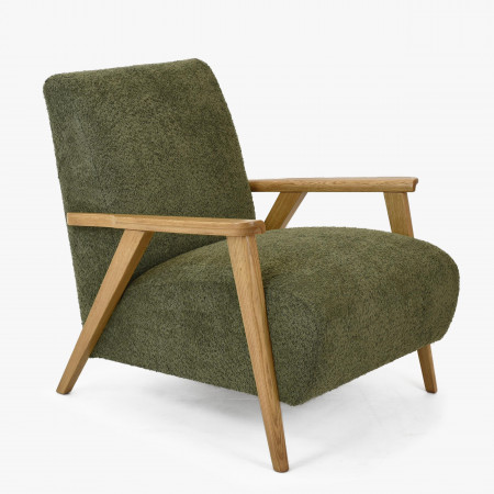 Křeslo z dřevěnými ručkami barva zelená , Křesla ke sedačkám - ušáky- 2