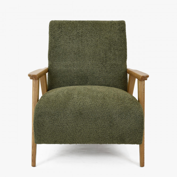 Křeslo z dřevěnými ručkami barva zelená , Křesla ke sedačkám - ušáky- 5