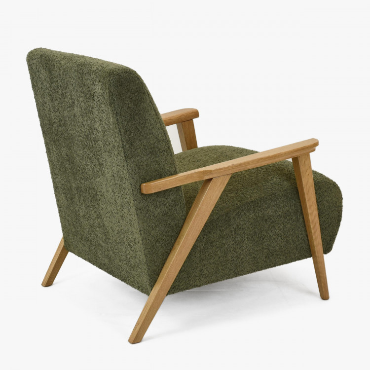 Křeslo z dřevěnými ručkami barva zelená , Křesla ke sedačkám - ušáky- 4