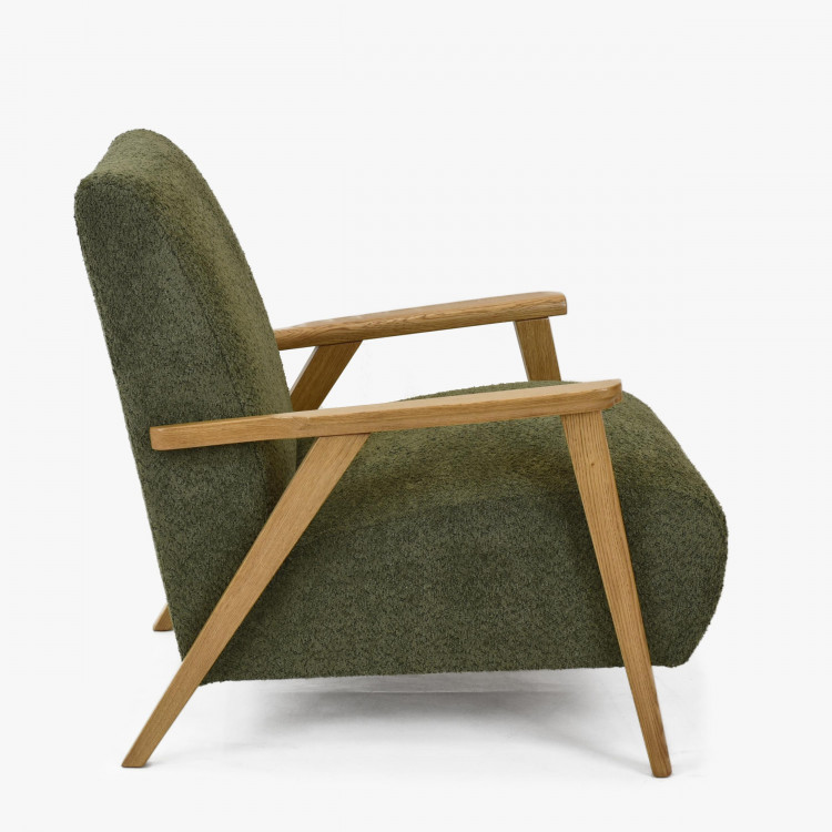 Křeslo z dřevěnými ručkami barva zelená , Křesla ke sedačkám - ušáky- 3