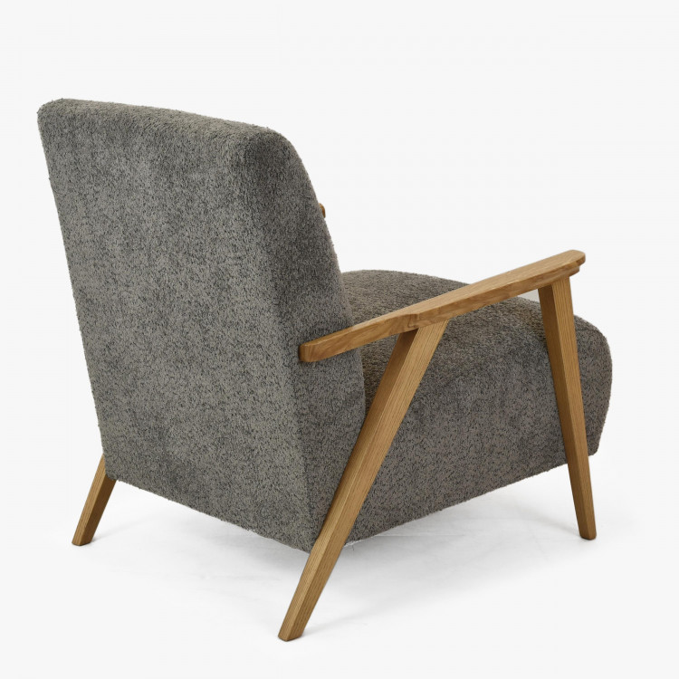 Křeslo z dřevěnými ručkami barva grafitová , Křesla ke sedačkám - ušáky- 5