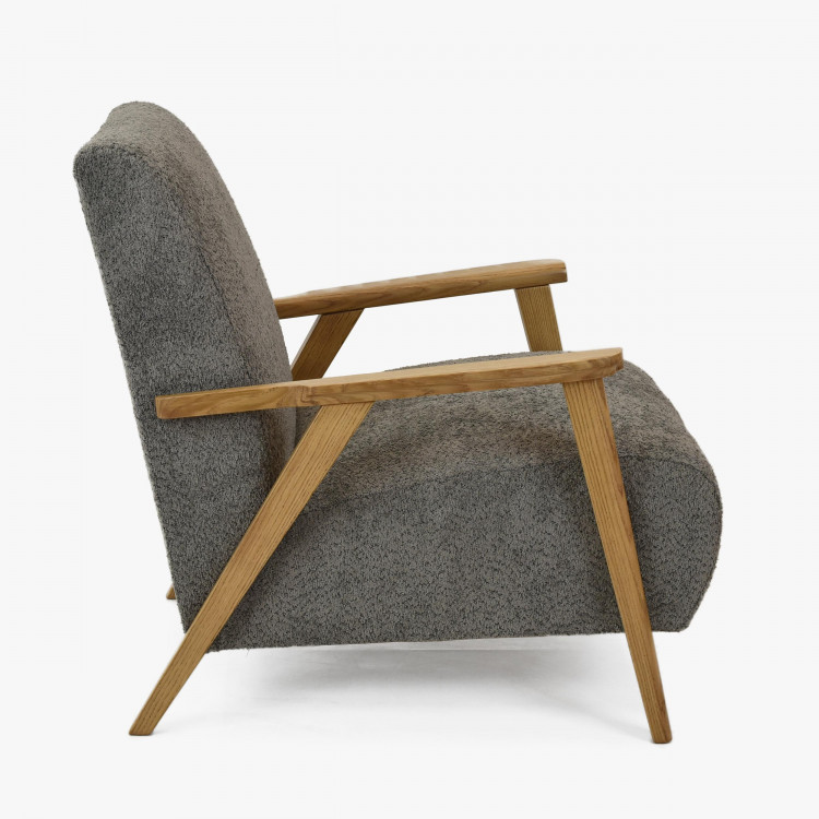 Křeslo z dřevěnými ručkami barva grafitová , Křesla ke sedačkám - ušáky- 4