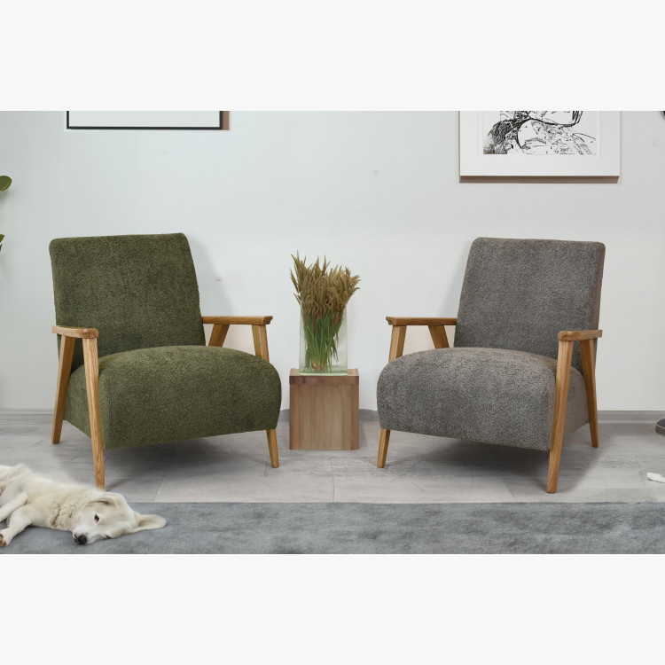 Křeslo z dřevěnými ručkami barva grafitová , Křesla ke sedačkám - ušáky- 8