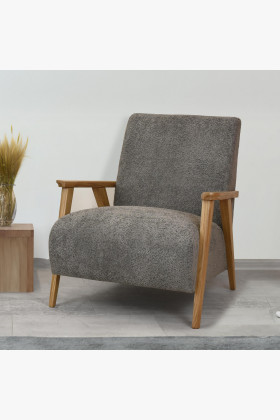 Křeslo z dřevěnými ručkami barva grafitová , Křesla ke sedačkám - ušáky- 1 2