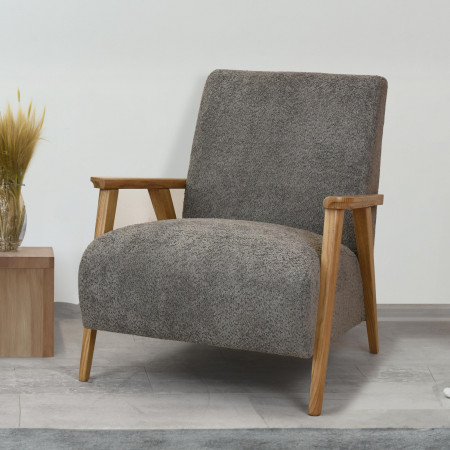 Křeslo z dřevěnými ručkami barva grafitová , Křesla ke sedačkám - ušáky- 2