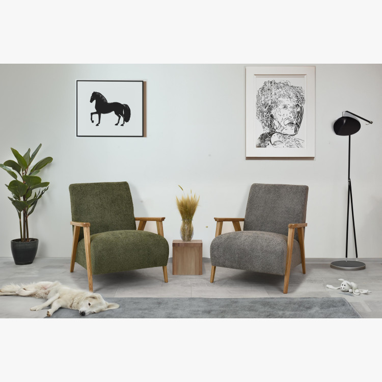 Křeslo z dřevěnými ručkami barva grafitová , Křesla ke sedačkám - ušáky- 9